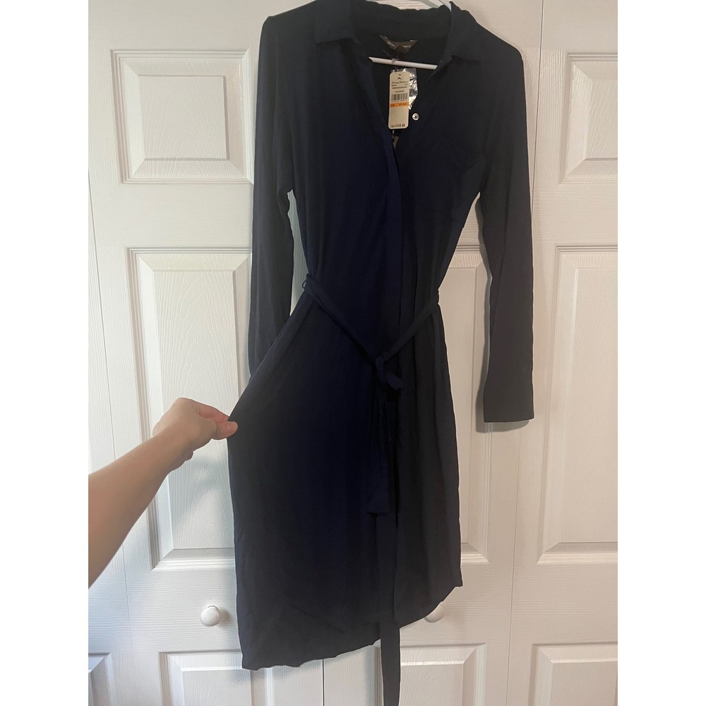 Tommy Bahama NWT Tanami Belted Shirt‎ Dress Ocean Deep Blue Long Sleeve